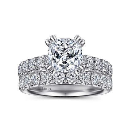 Sarita - 14K White Gold Cushion Cut Diamond Engagement Ring