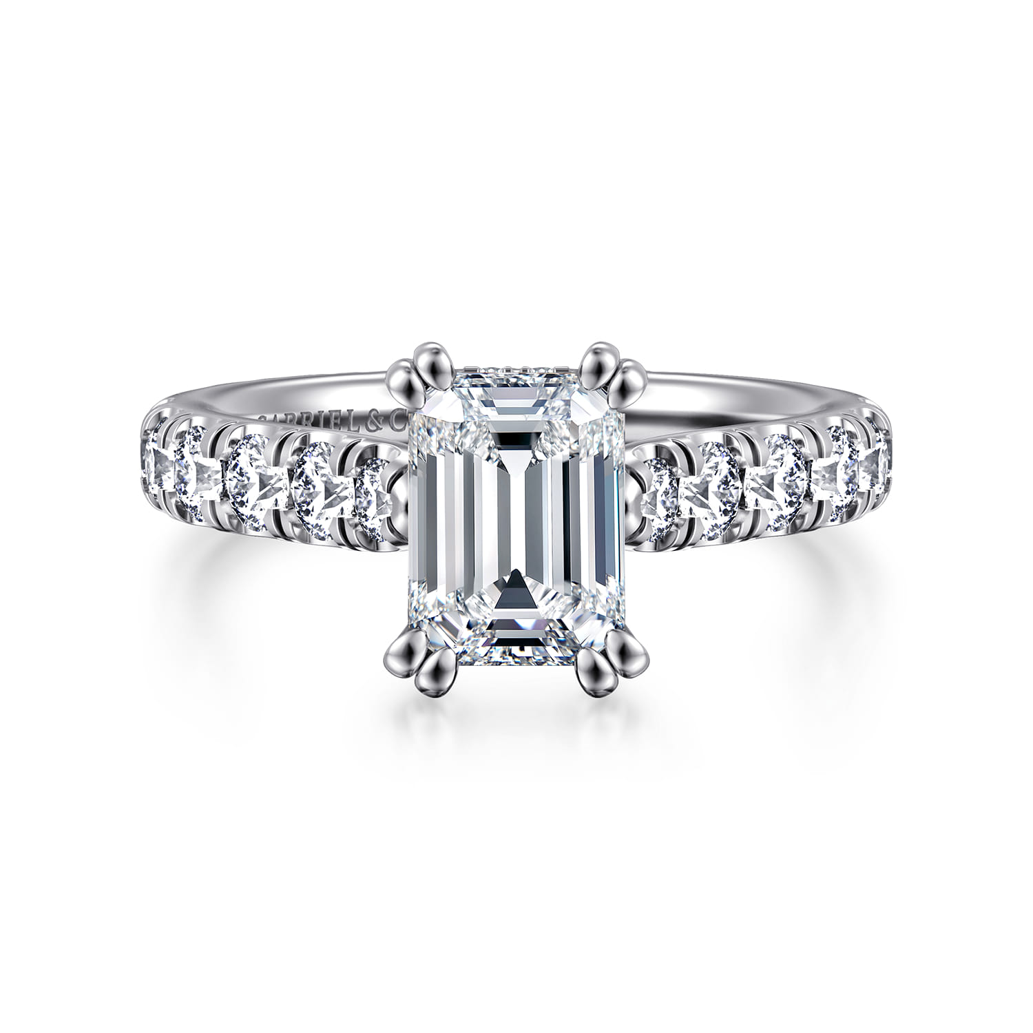 Sarita - 14K White Gold Emerald Cut Diamond Engagement Ring