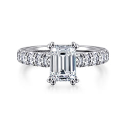 Sarita - 14K White Gold Emerald Cut Diamond Engagement Ring