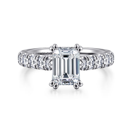 Sarita - 14K White Gold Emerald Cut Diamond Engagement Ring
