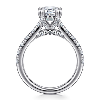 Sarita - 14K White Gold Emerald Cut Diamond Engagement Ring
