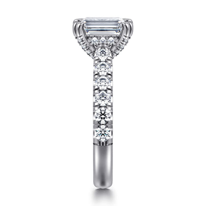 Sarita - 14K White Gold Emerald Cut Diamond Engagement Ring