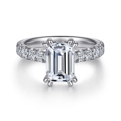 14K White Gold Emerald Cut Diamond Engagement Ring