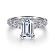 Sarita - 14K White Gold Emerald Cut Diamond Engagement Ring