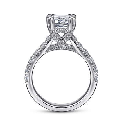 Sarita - 14K White Gold Emerald Cut Diamond Engagement Ring