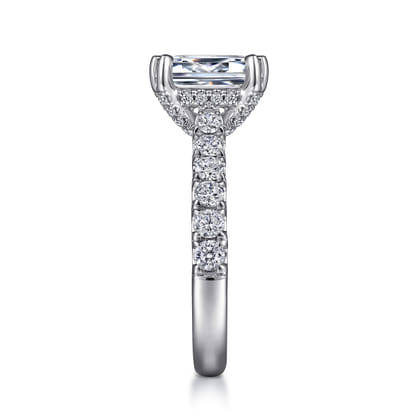 Sarita - 14K White Gold Emerald Cut Diamond Engagement Ring