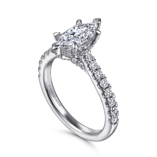 Sarita - 14K White Gold Marquise Shape Diamond Engagement Ring - 0.53 ct - Shot 3