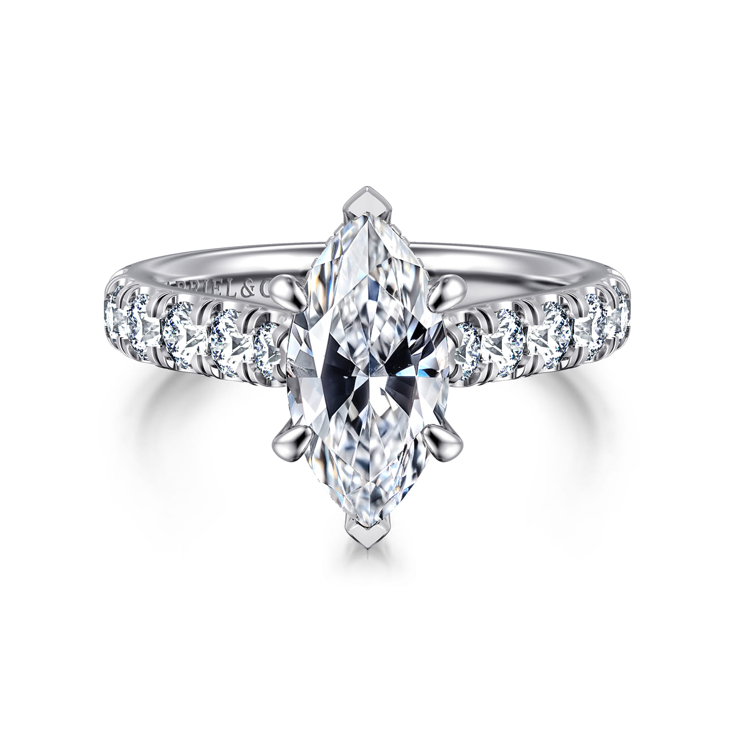 Sarita - 14K White Gold Marquise Shape Diamond Engagement Ring