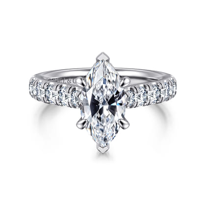 Sarita - 14K White Gold Marquise Shape Diamond Engagement Ring