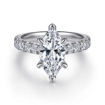 Sarita - 14K White Gold Marquise Shape Diamond Engagement Ring