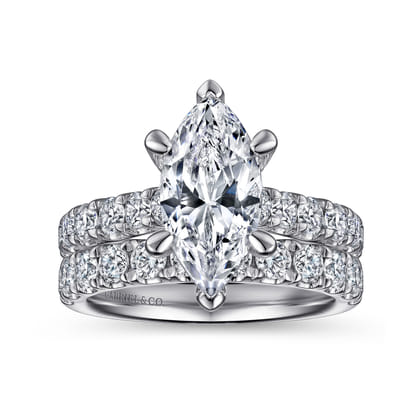 Sarita - 14K White Gold Marquise Shape Diamond Engagement Ring