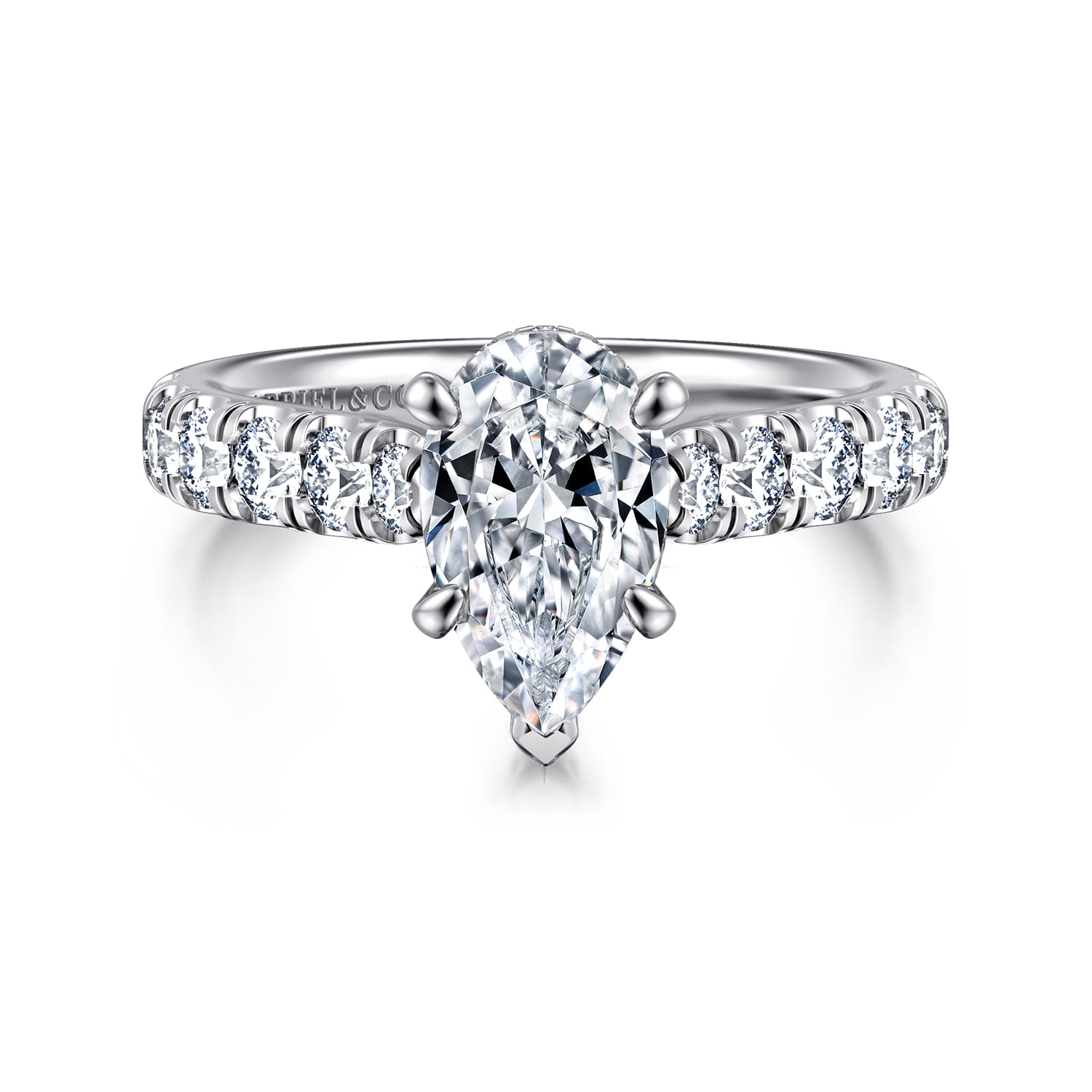 Sarita - 14K White Gold Pear Shape Diamond Engagement Ring