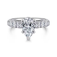 Sarita - 14K White Gold Pear Shape Diamond Engagement Ring
