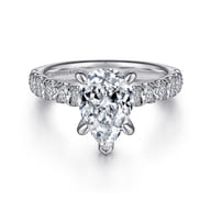 Sarita - 14K White Gold Pear Shape Diamond Engagement Ring