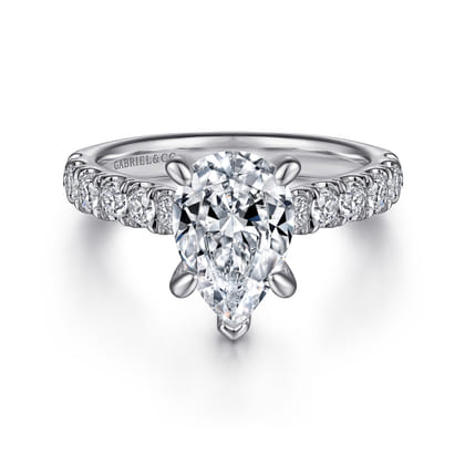 Sarita - 14K White Gold Pear Shape Diamond Engagement Ring
