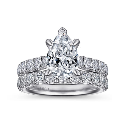 Sarita - 14K White Gold Pear Shape Diamond Engagement Ring