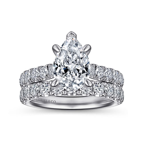 Sarita - 14K White Gold Pear Shape Diamond Engagement Ring - 0.92 ct - Shot 4