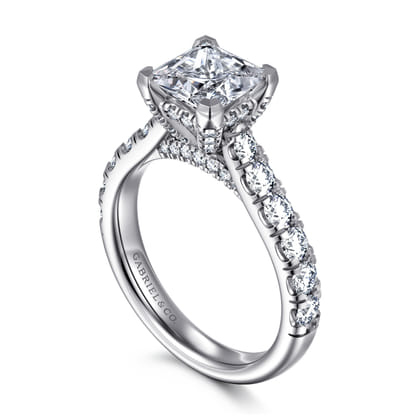 Sarita - 14K White Gold Princess Cut Diamond Engagement Ring