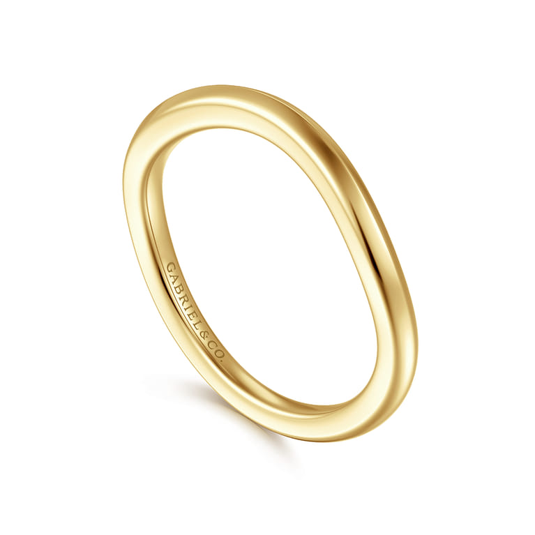 Curved Wedding Ring in 14k Yellow Gold with   at Gabriel & Co. - Shot 3