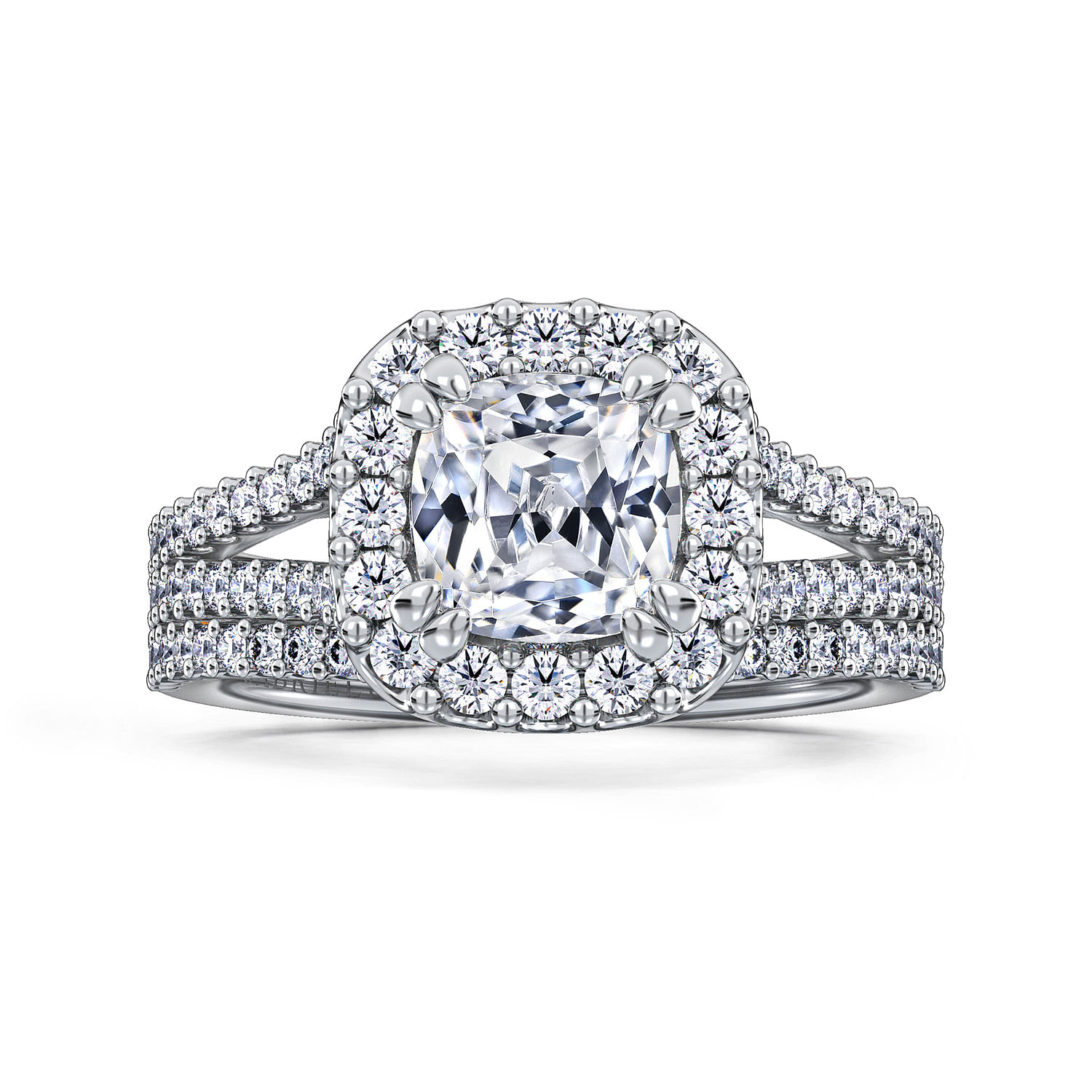 Savannah - 14K White Gold Cushion Halo Diamond Engagement Ring - 0.54 ct - Shot 4