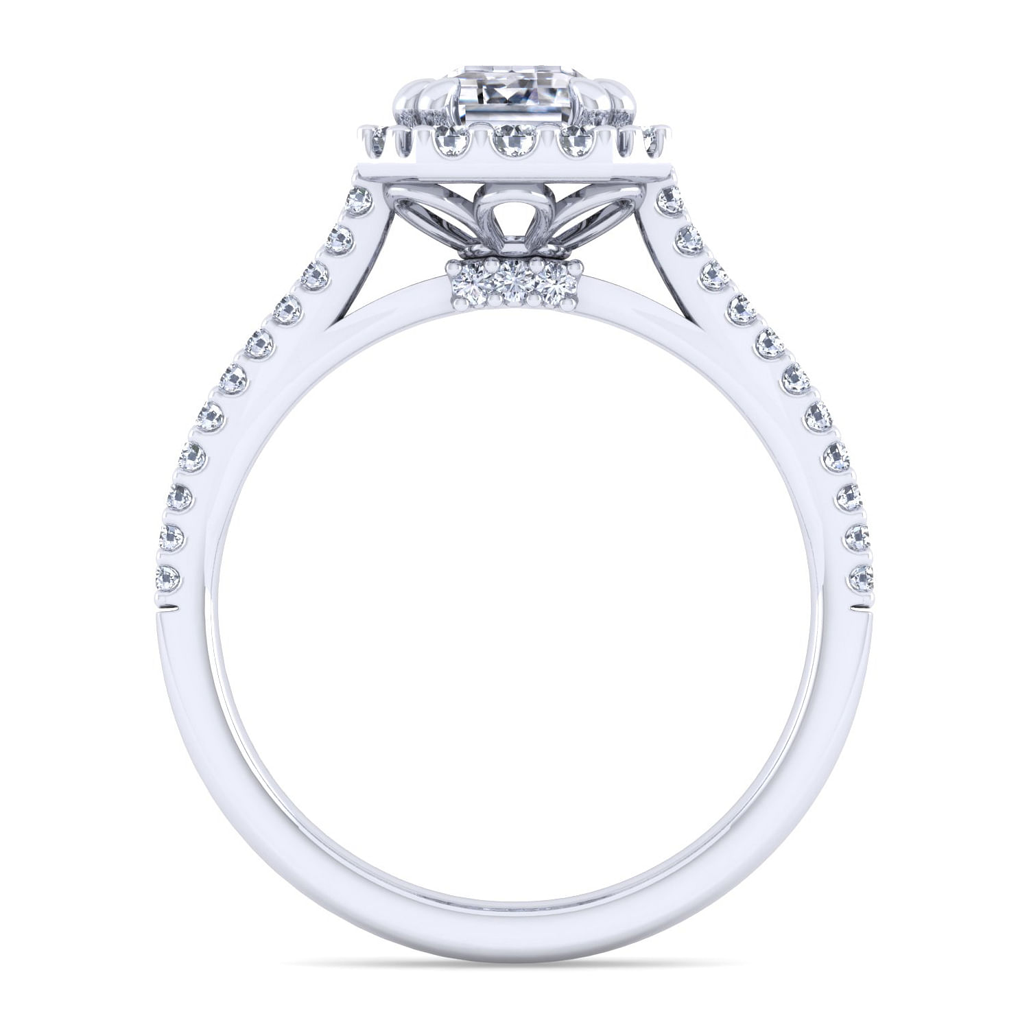 Savannah - 14K White Gold Emerald Halo Diamond Engagement Ring - 0.55 ct - Shot 2