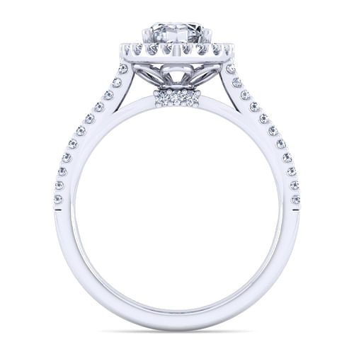 Savannah - 14K White Gold Marquise Halo Diamond Engagement Ring - 0.57 ct - Shot 2