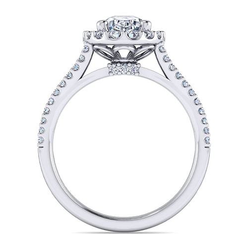 Savannah - 14K White Gold Oval Halo Diamond Engagement Ring - 0.54 ct - Shot 2