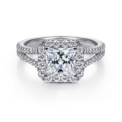 Savannah - 14K White Gold Princess Halo Diamond Engagement Ring