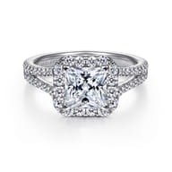 Savannah - 14K White Gold Princess Halo Diamond Engagement Ring