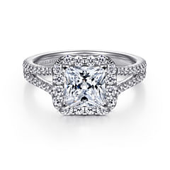 Savannah - 14K White Gold Princess Halo Diamond Engagement Ring