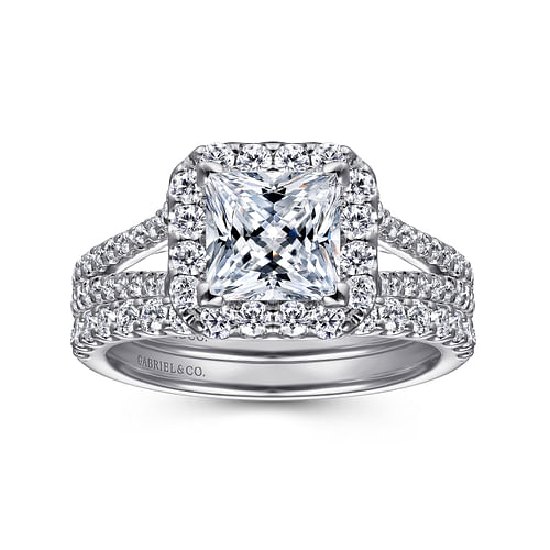Savannah - 14K White Gold Princess Halo Diamond Engagement Ring - 0.54 ct - Shot 4