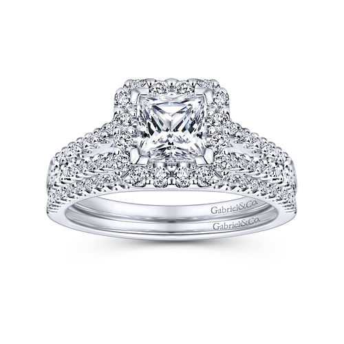 Savannah - 14K White Gold Princess Halo Diamond Engagement Ring - 0.43 ct - Shot 4