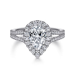 Savannah - Platinum Pear Shape Halo Diamond Engagement Ring