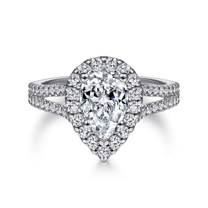 Savannah - Platinum Pear Shape Halo Diamond Engagement Ring