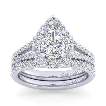 Savannah - Platinum Pear Shape Halo Diamond Engagement Ring
