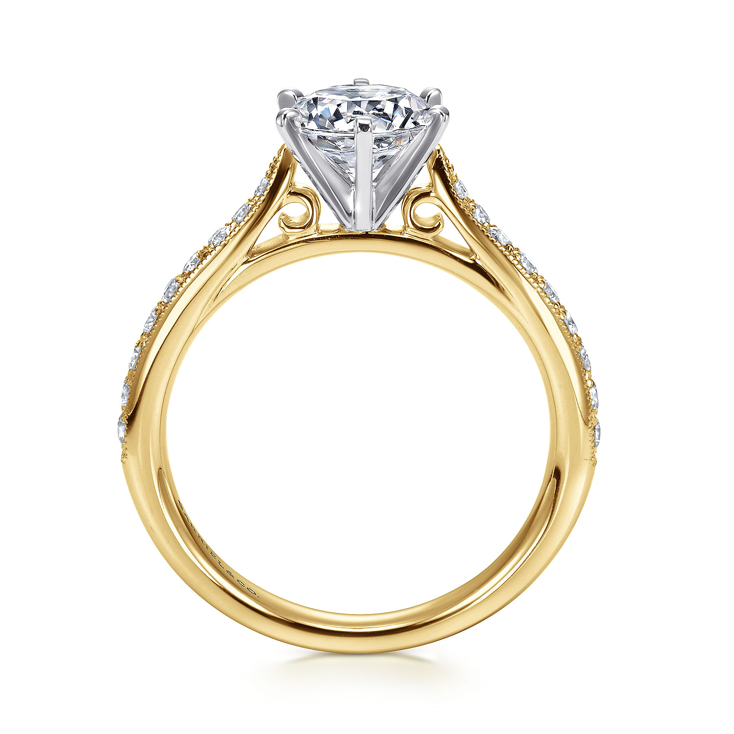 Sawyer - 14K White-Yellow Gold Round Diamond Engagement Ring - 0.23 ct - Shot 2