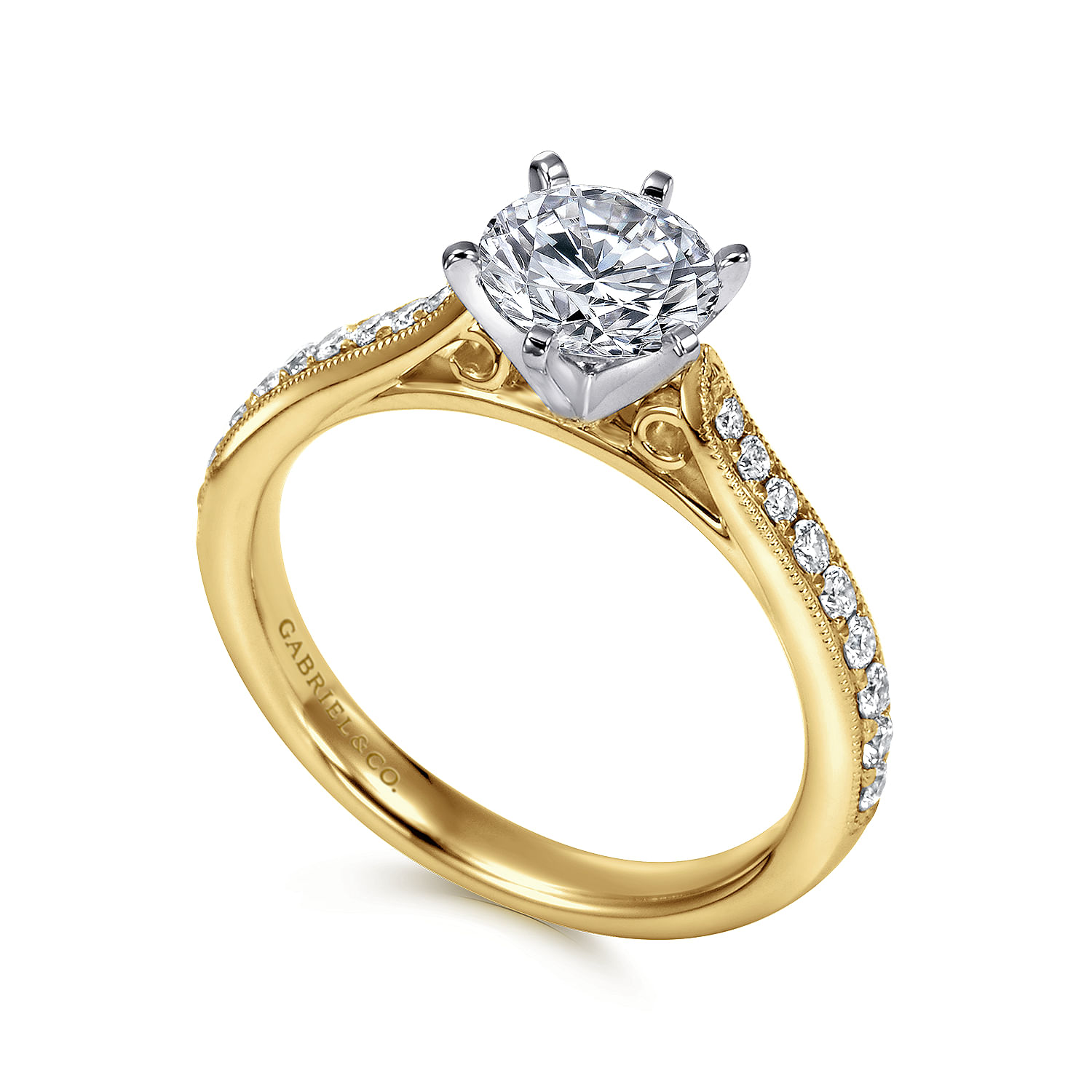 Sawyer - 14K White-Yellow Gold Round Diamond Engagement Ring - 0.23 ct - Shot 3