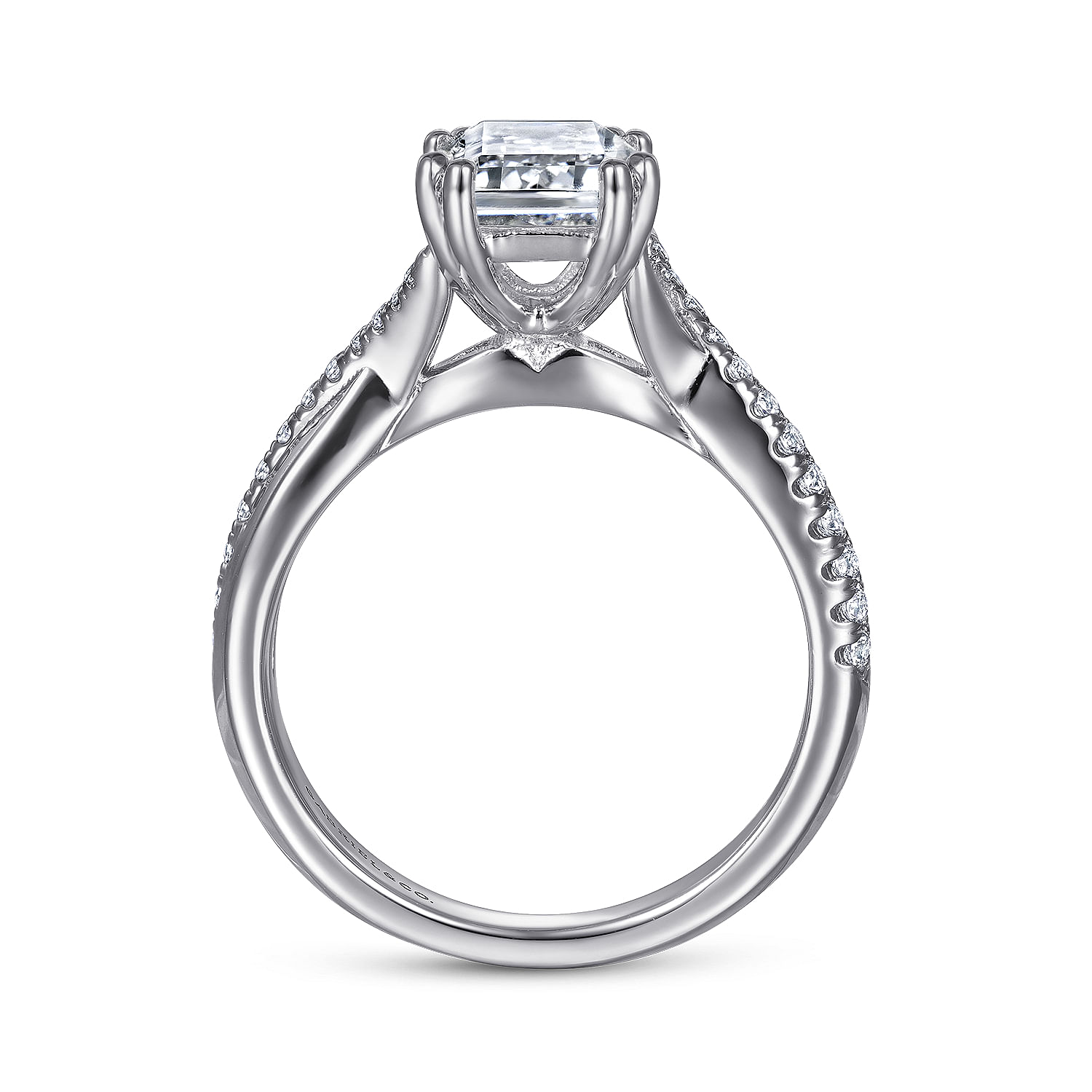 Scout - 14K White Gold Emerald Cut Diamond Engagement Ring - 0.18 ct - Shot 2