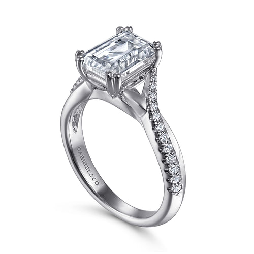 Scout - 14K White Gold Emerald Cut Diamond Engagement Ring - 0.18 ct - Shot 3