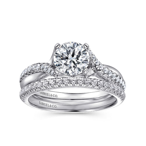 Scout - 14k White Gold 1 Carat Round Twisted Natural Diamond Engagement ...