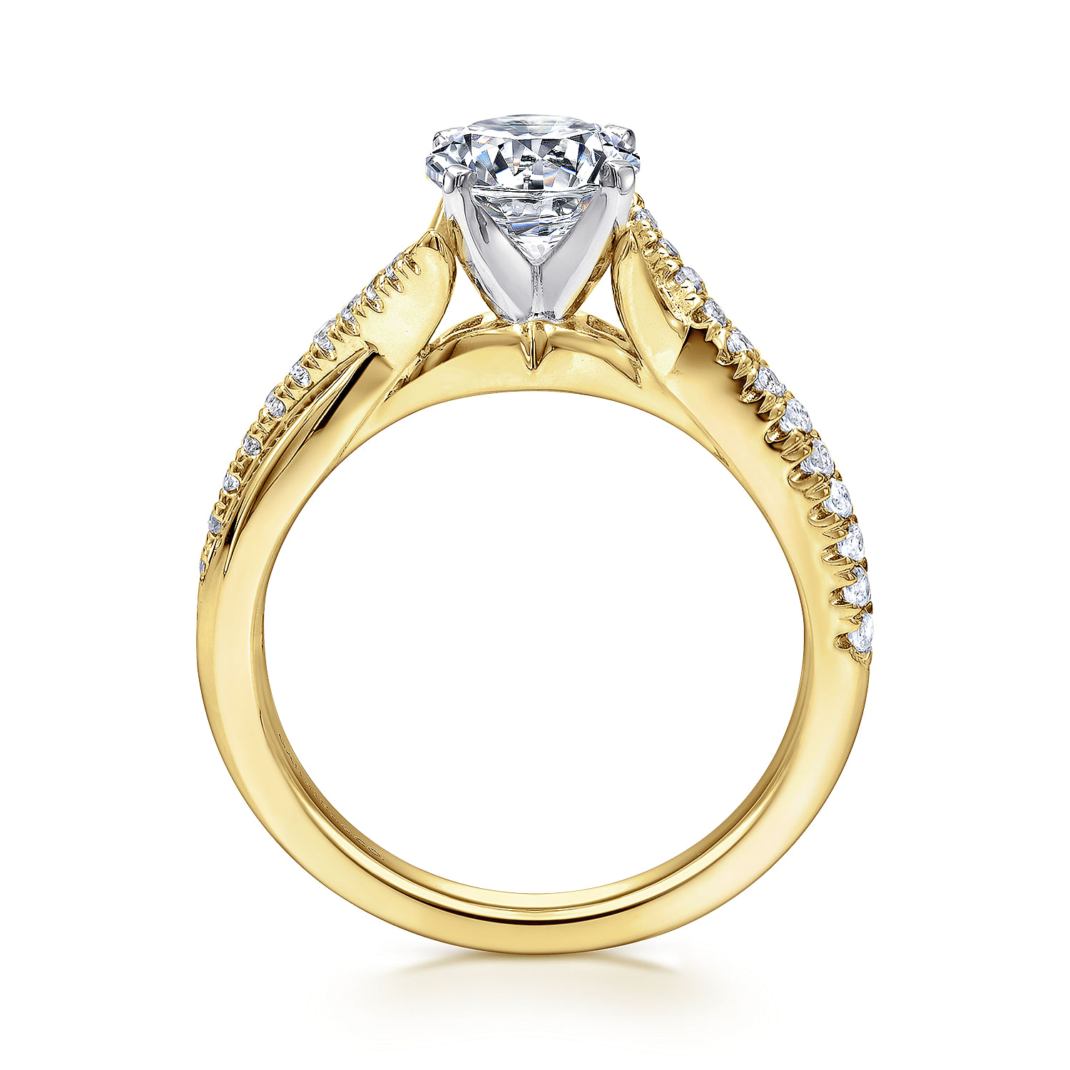 Scout - 14K White-Yellow Gold Round Diamond Twisted Engagement Ring - 0.18 ct - Shot 2