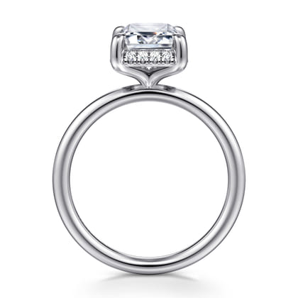 Seattle - 14K White Gold Emerald Cut Hidden Halo Diamond Engagement Ring