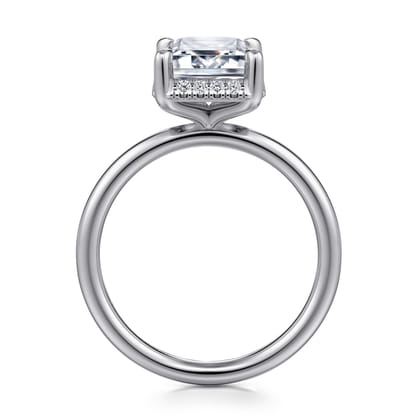 Seattle - 14K White Gold Emerald Cut Hidden Halo Diamond Engagement Ring