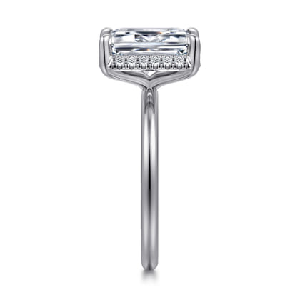 Seattle - 14K White Gold Emerald Cut Hidden Halo Diamond Engagement Ring