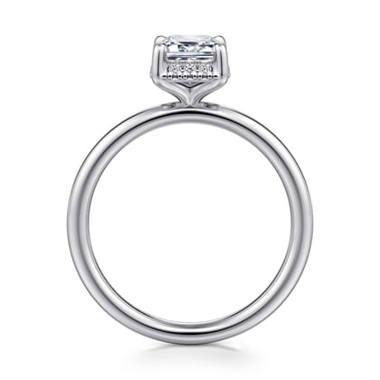 Seattle - 14K White Gold Emerald Cut Hidden Halo Diamond Engagement Ring