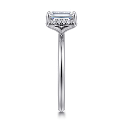 Seattle - 14K White Gold Emerald Cut Hidden Halo Diamond Engagement Ring