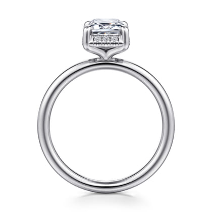 Seattle - 14K White Gold Emerald Cut Hidden Halo Diamond Engagement Ring