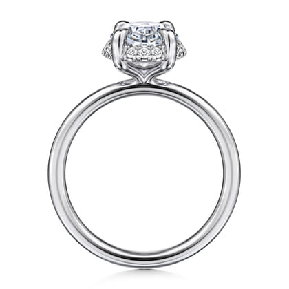 Seattle - 14K White Gold Oval Hidden Halo Diamond Engagement Ring