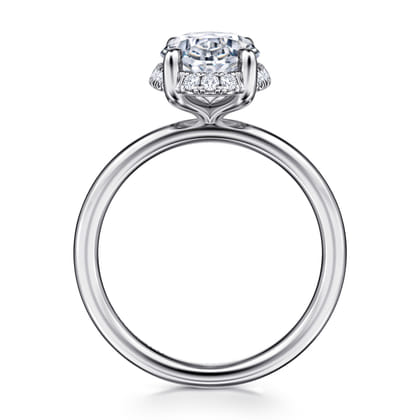 Seattle - 14K White Gold Oval Hidden Halo Diamond Engagement Ring