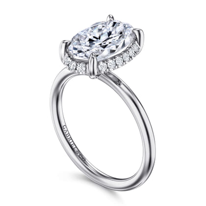 Seattle - 14K White Gold Oval Hidden Halo Diamond Engagement Ring